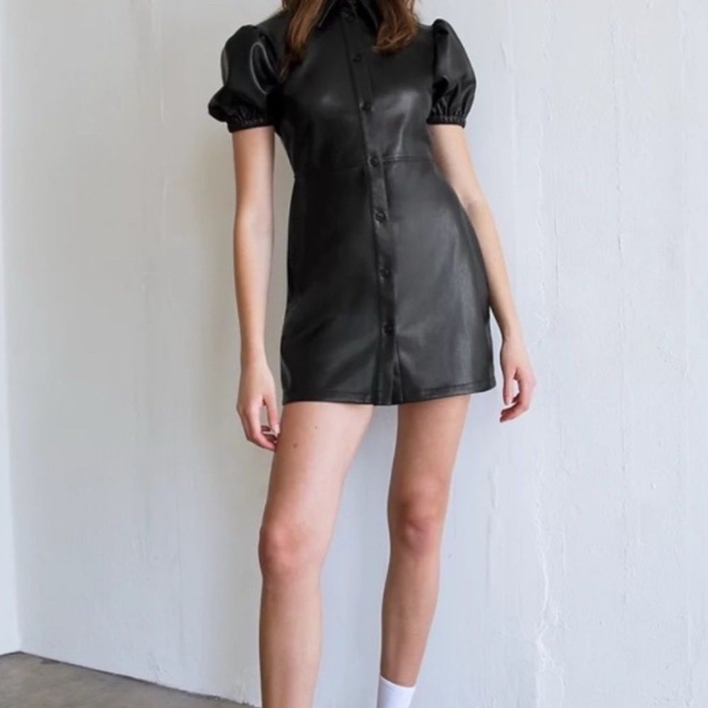 Aritzia Sunday Best Daphne Faux Leather Button up mini dress - Small